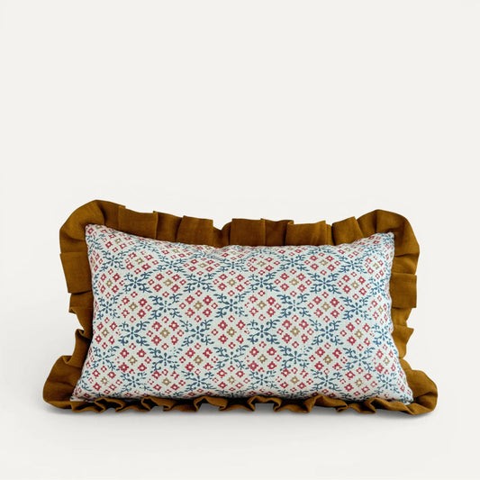Colourful floral ruffle cushion cover