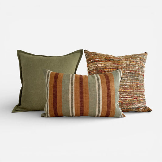 Heritage Cushion Cover Set – Sage/Sienna