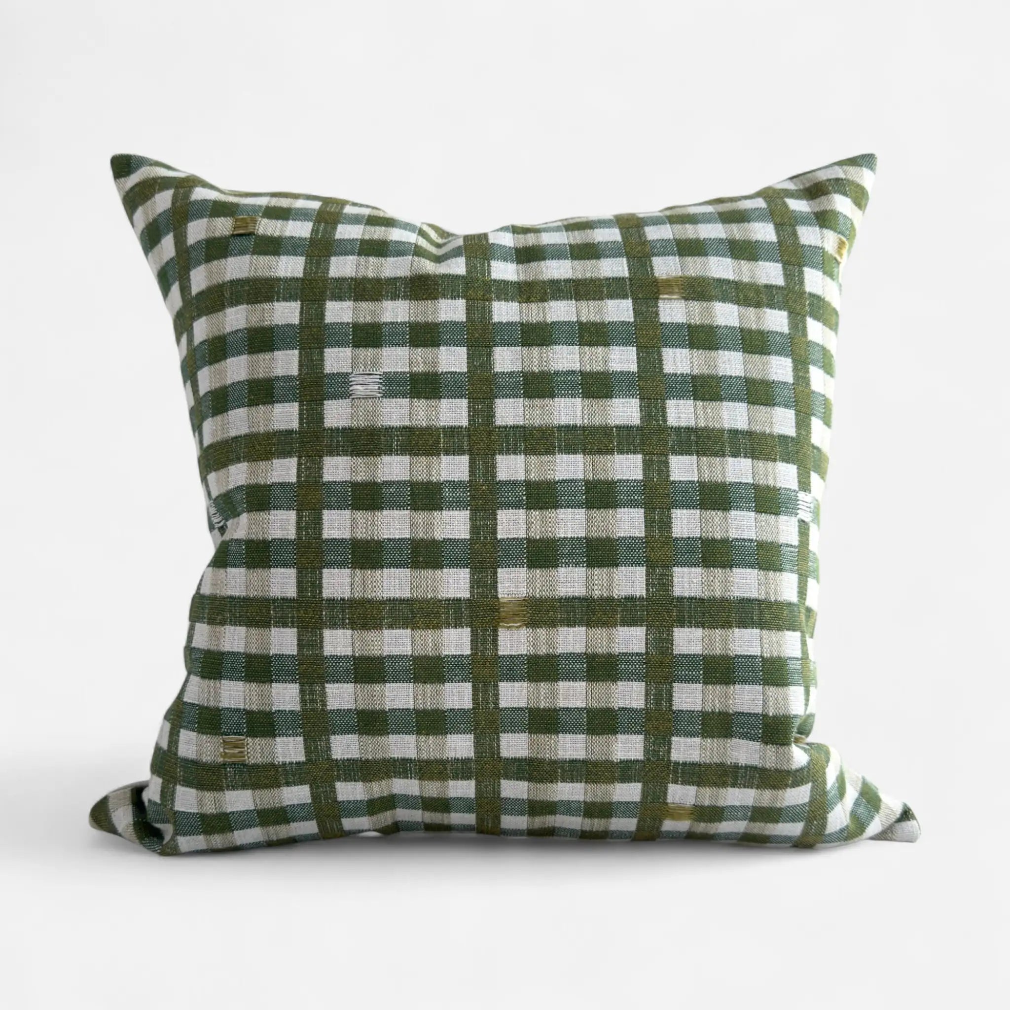 Green check cushion cover