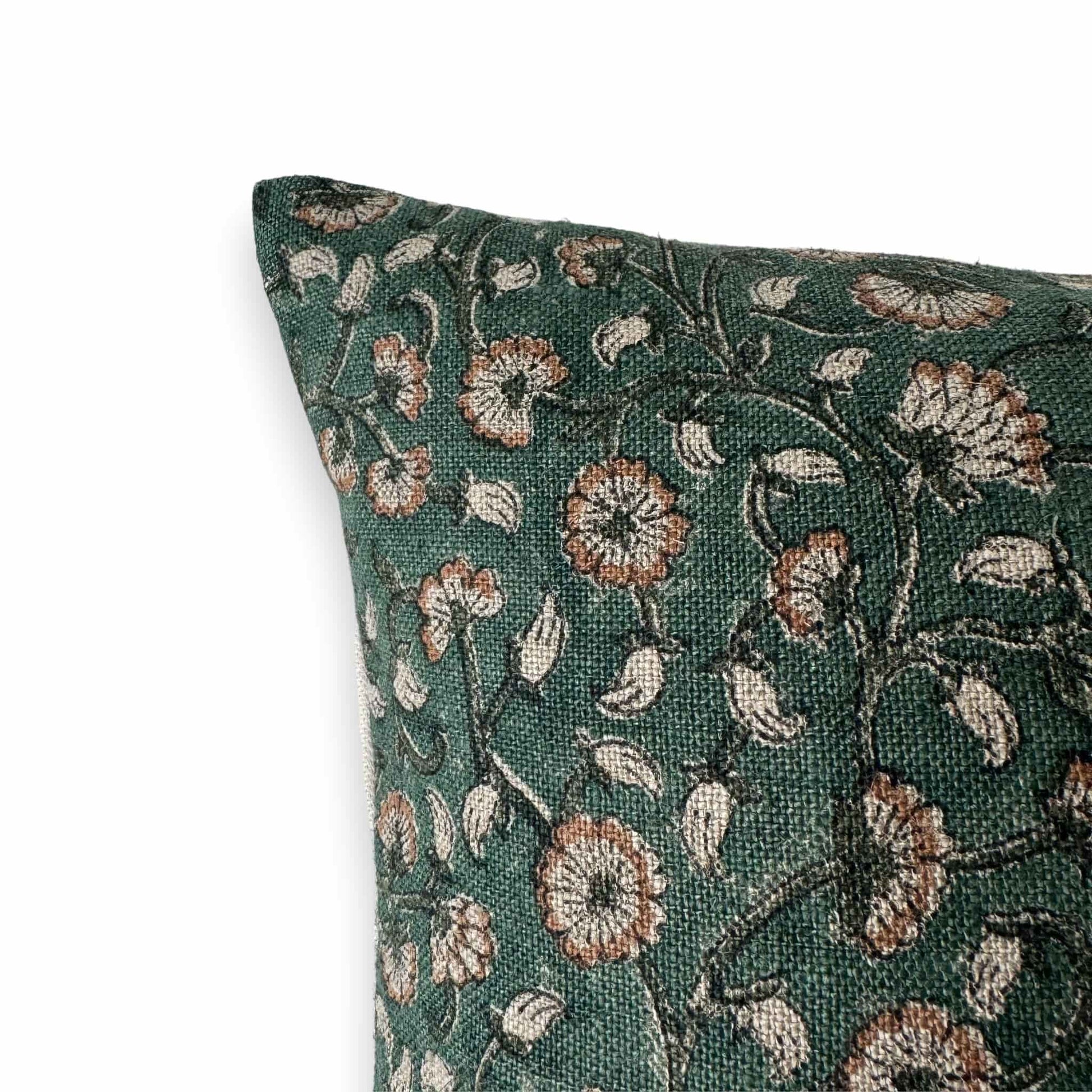 green floral cushion cover corner