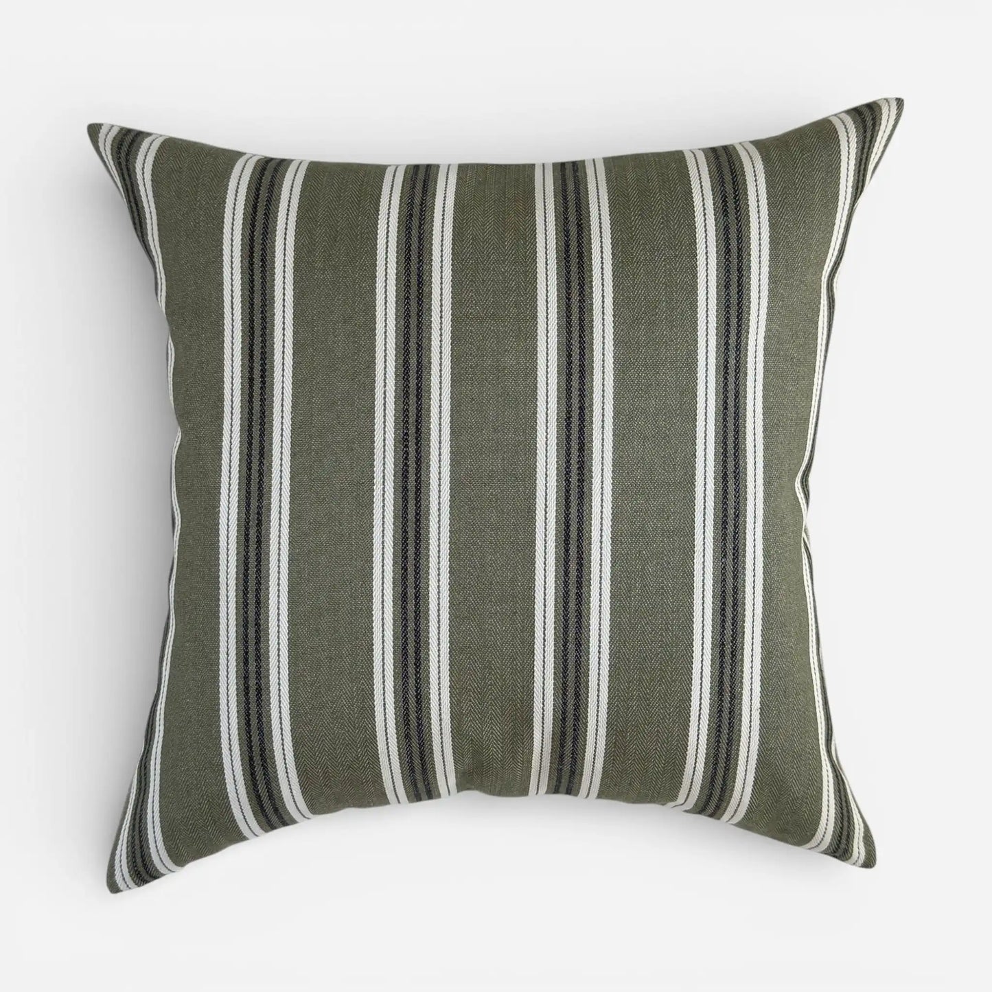 Olive green striped cushion cover