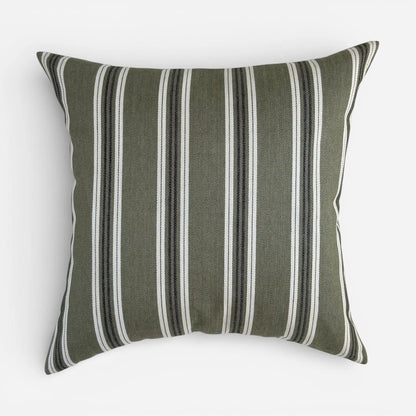 Olive green striped cushion cover