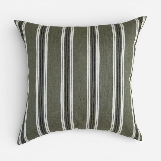 Olive green striped cushion cover