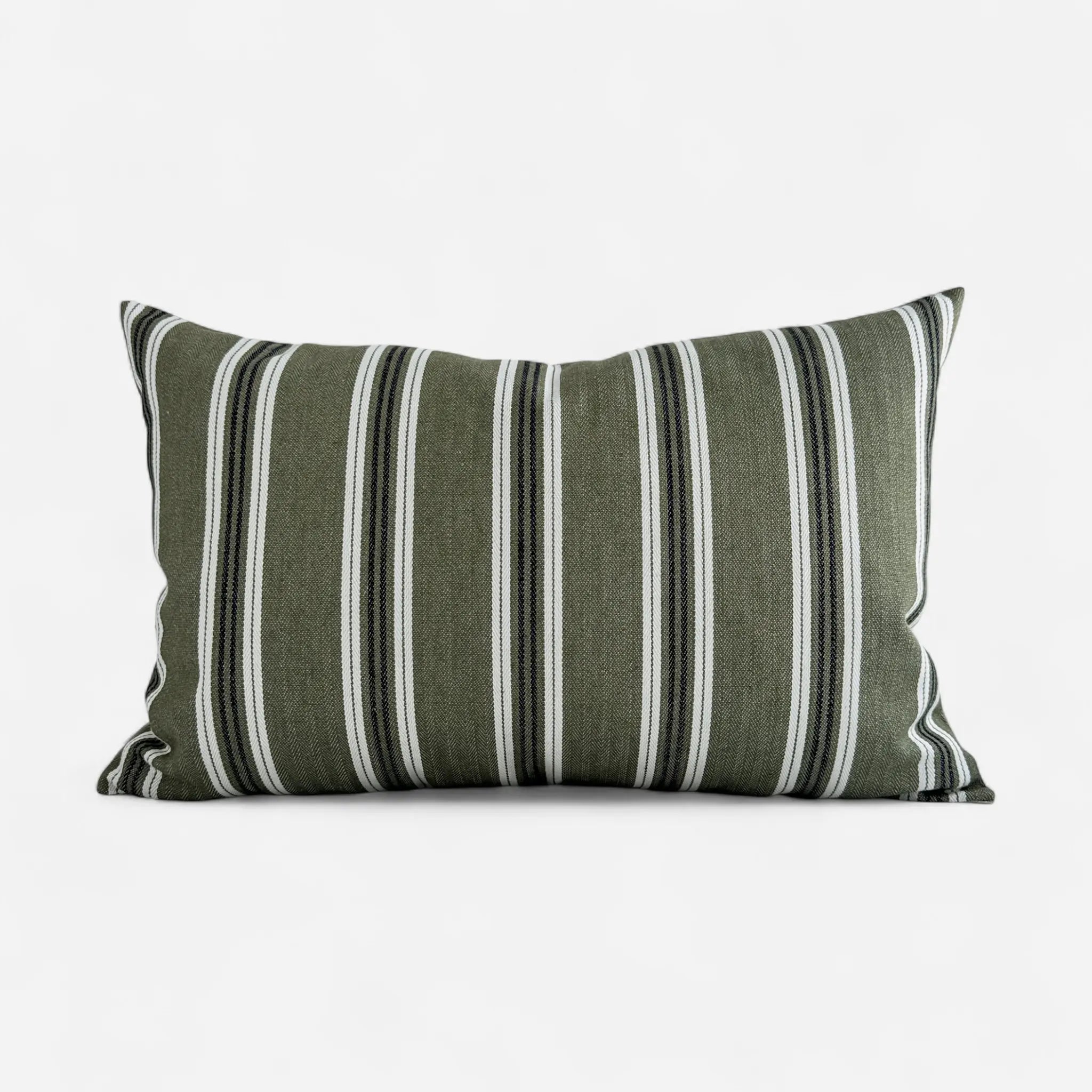 Rectangular olive green striped cushion cover, 40x60 cm