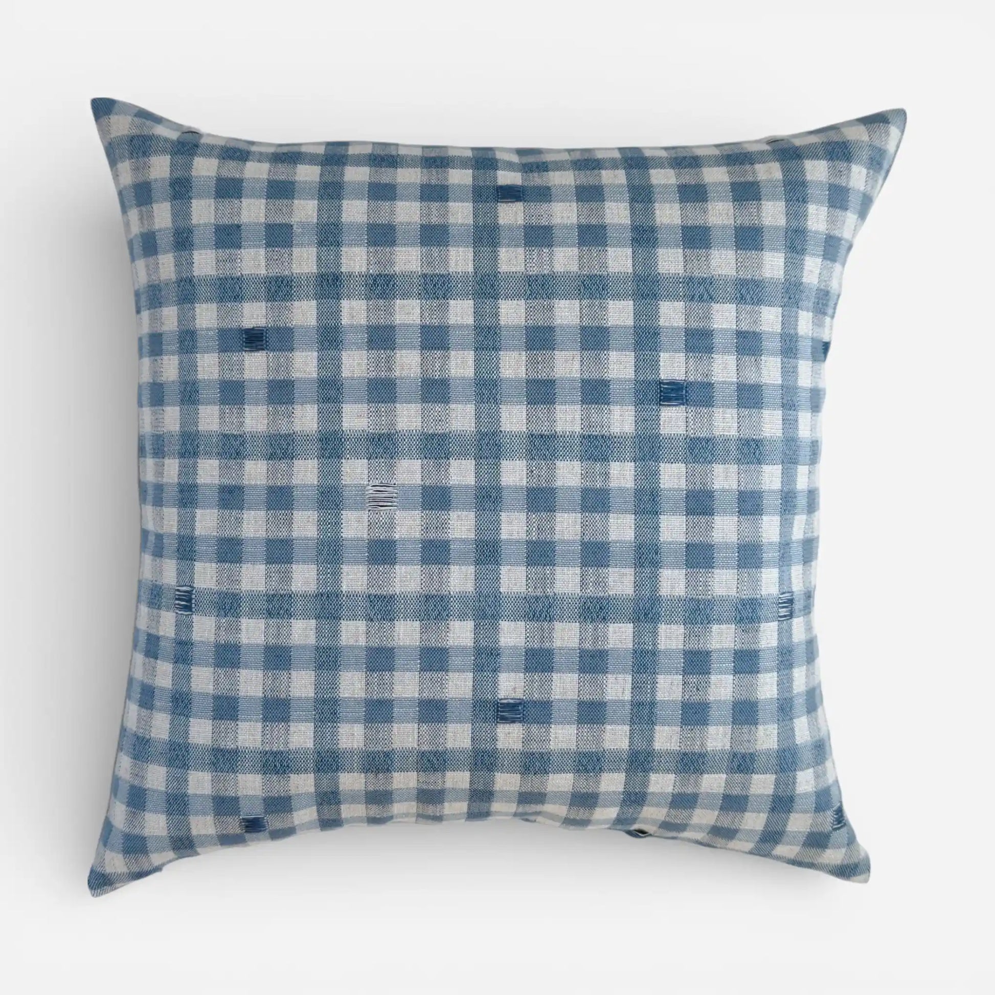 Light blue check cushion cover