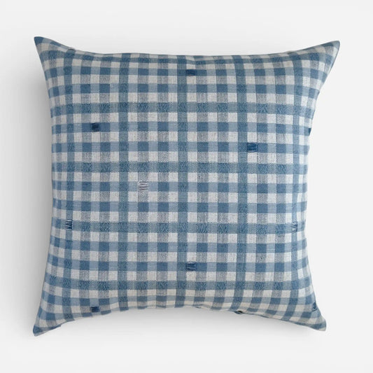 Light blue check cushion cover