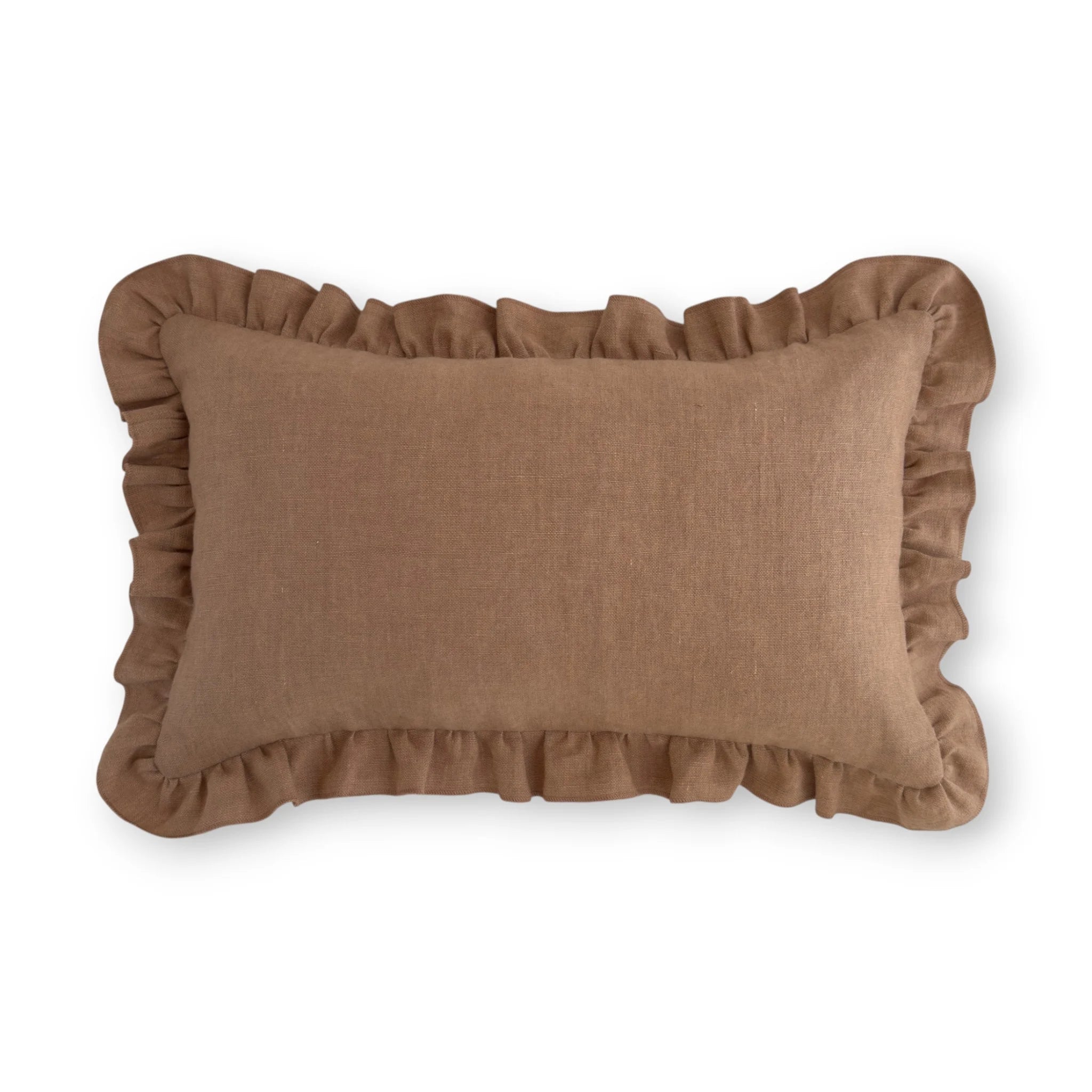 Brown ruffle cushion cover, 30x50 cm 