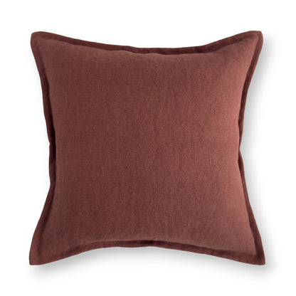 Burgundy red solid color linen cushion cover