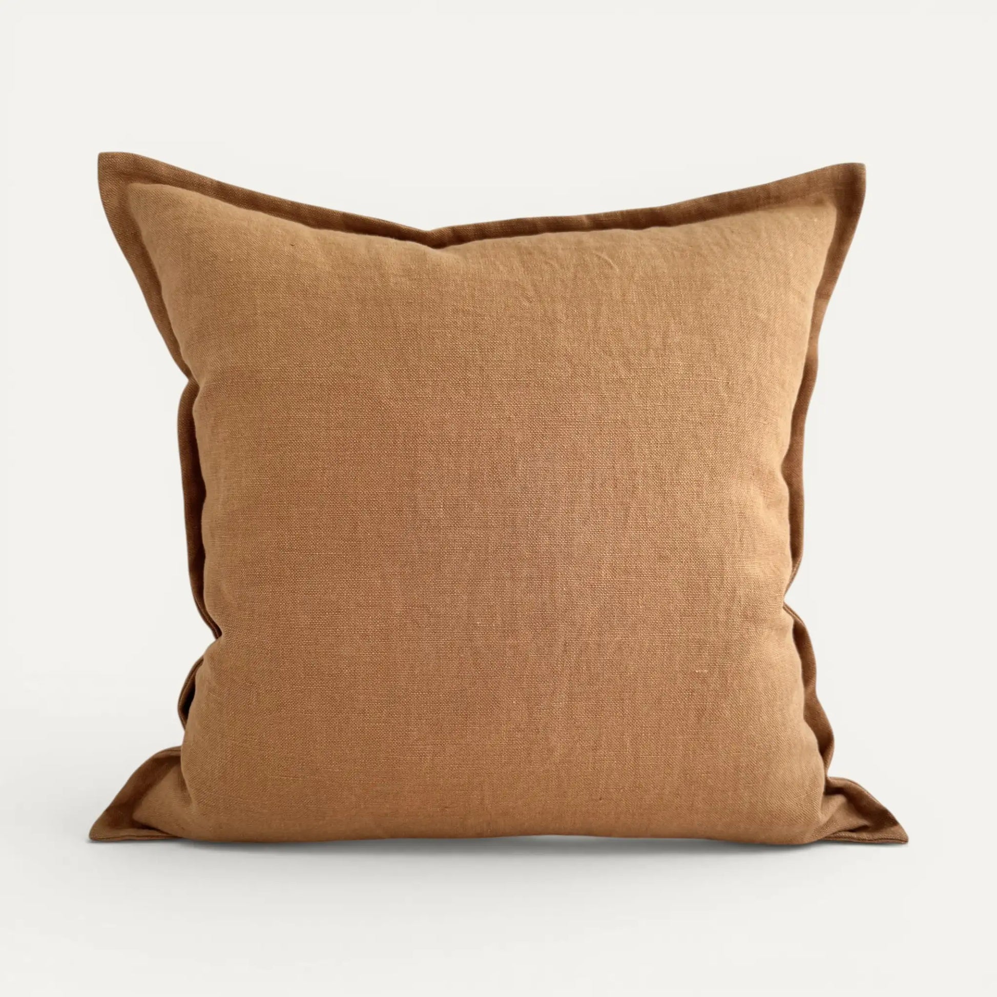 Linen cushion cover in caramel hue