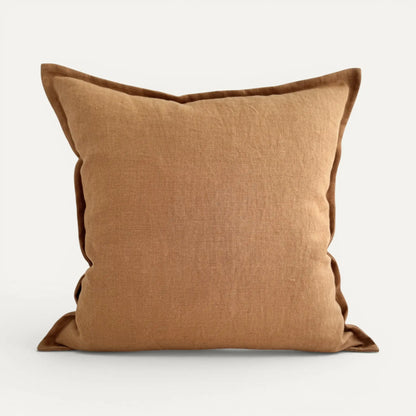 Linen cushion cover in caramel hue