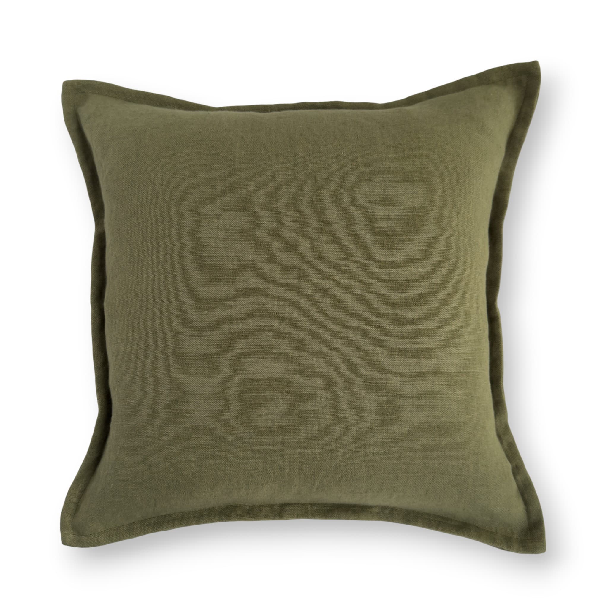 Olive green linen cushion cover