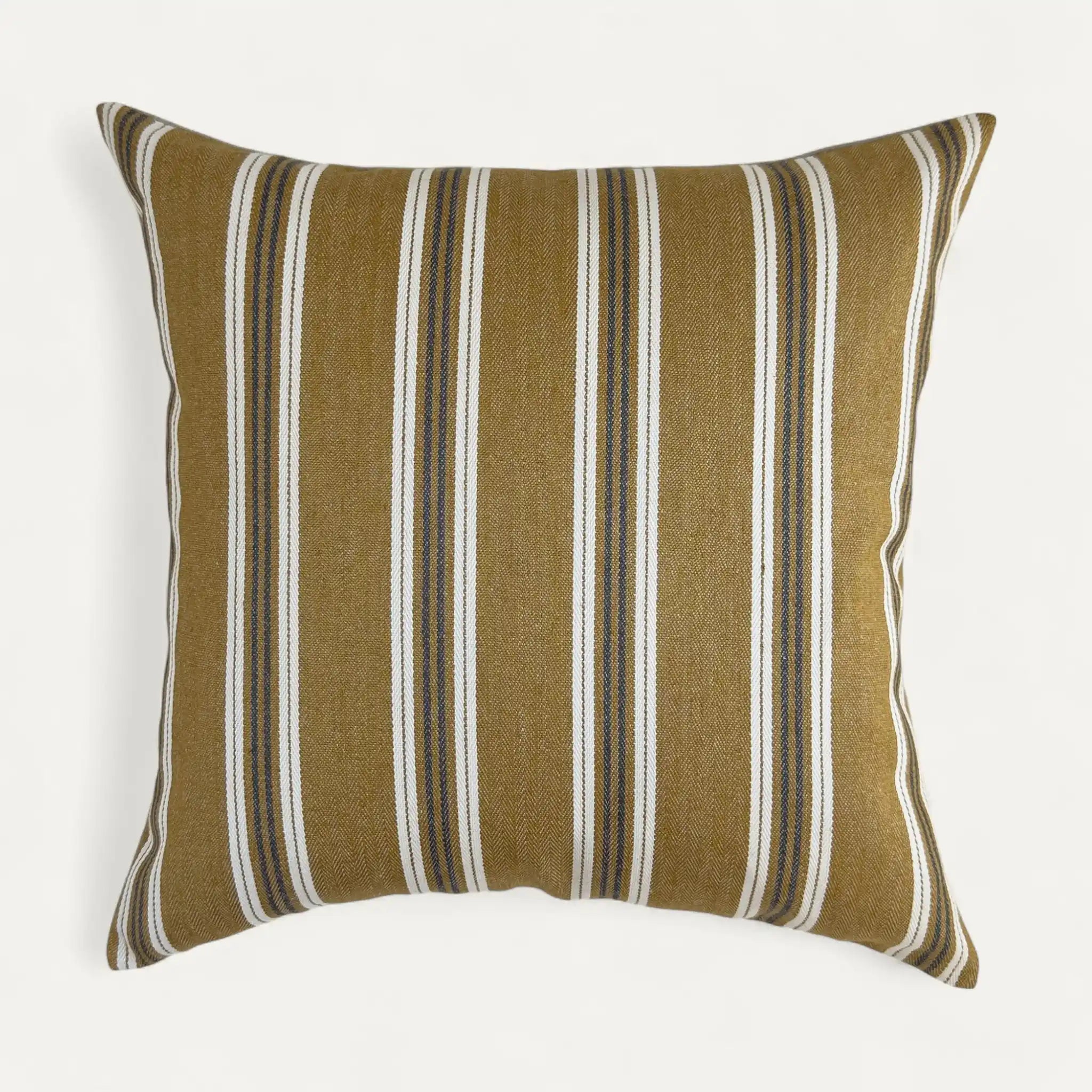 Mustard yellow striped cushion cover