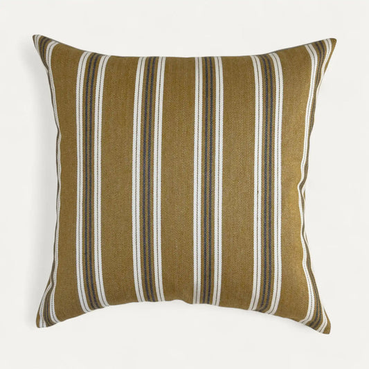 Mustard yellow striped cushion cover