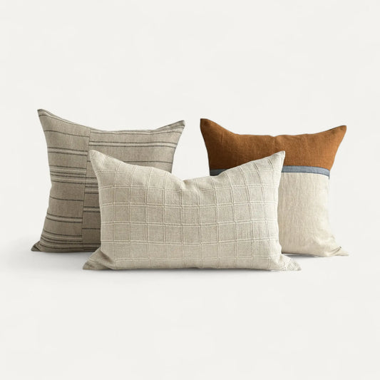 Neutral linen cushion cover set