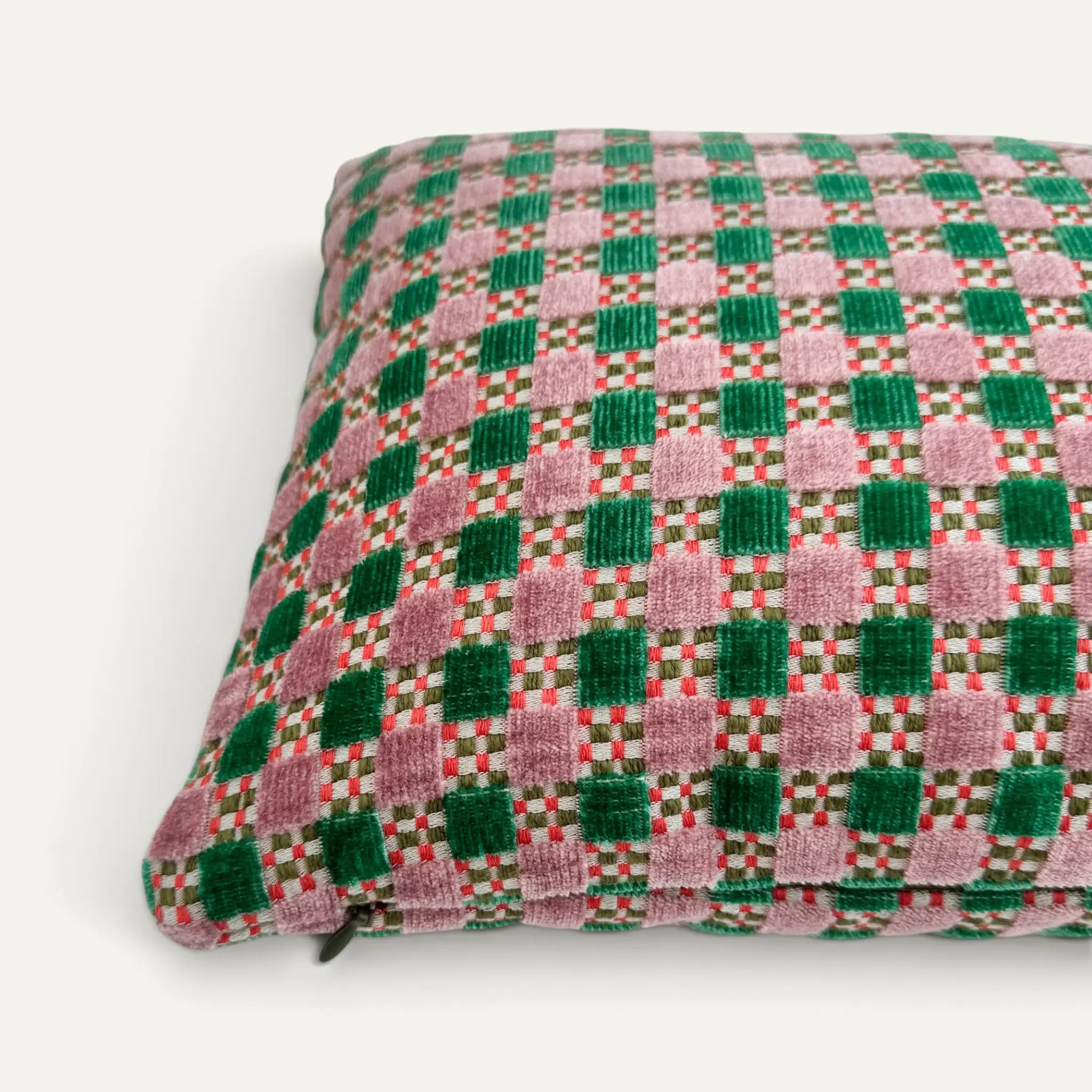 Dazzle Velvet Cushion Cover – Peony/Emerald