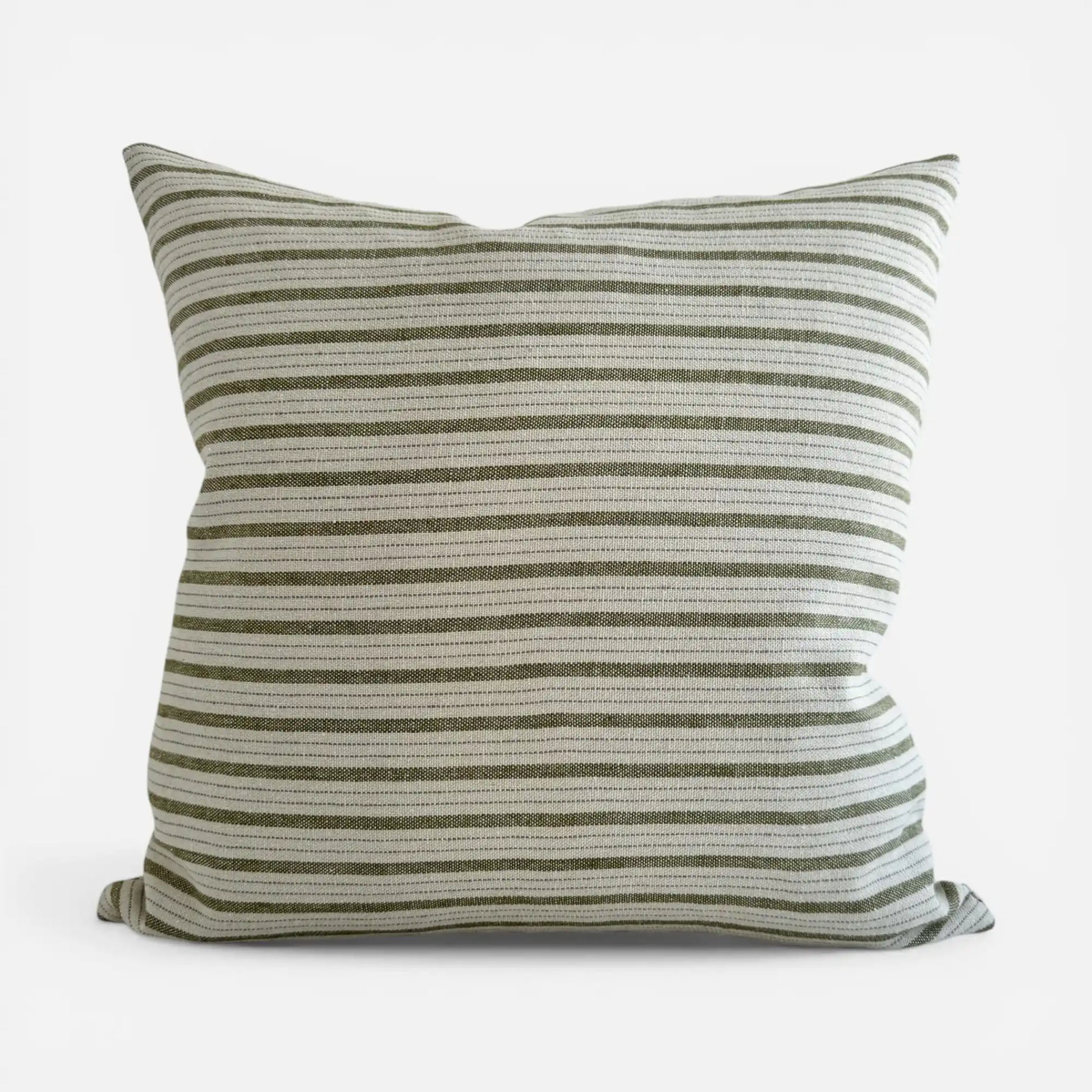 Olive green striped cushion cover