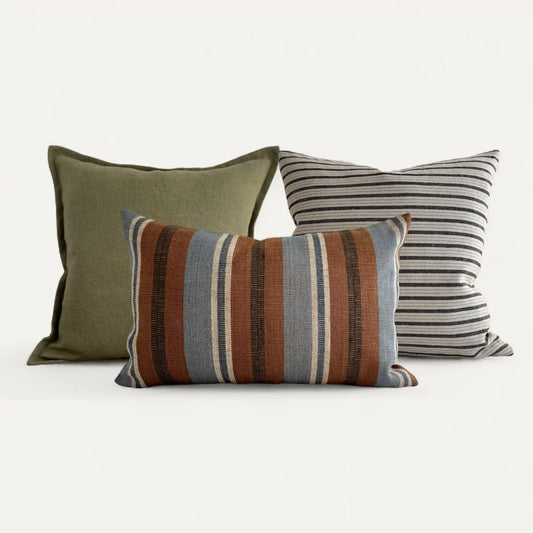 Olive green and brown cushion cover set