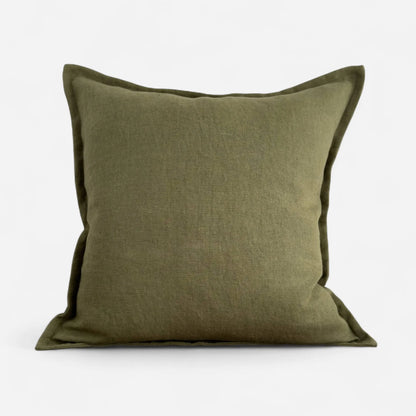 Olive green linen cushion cover