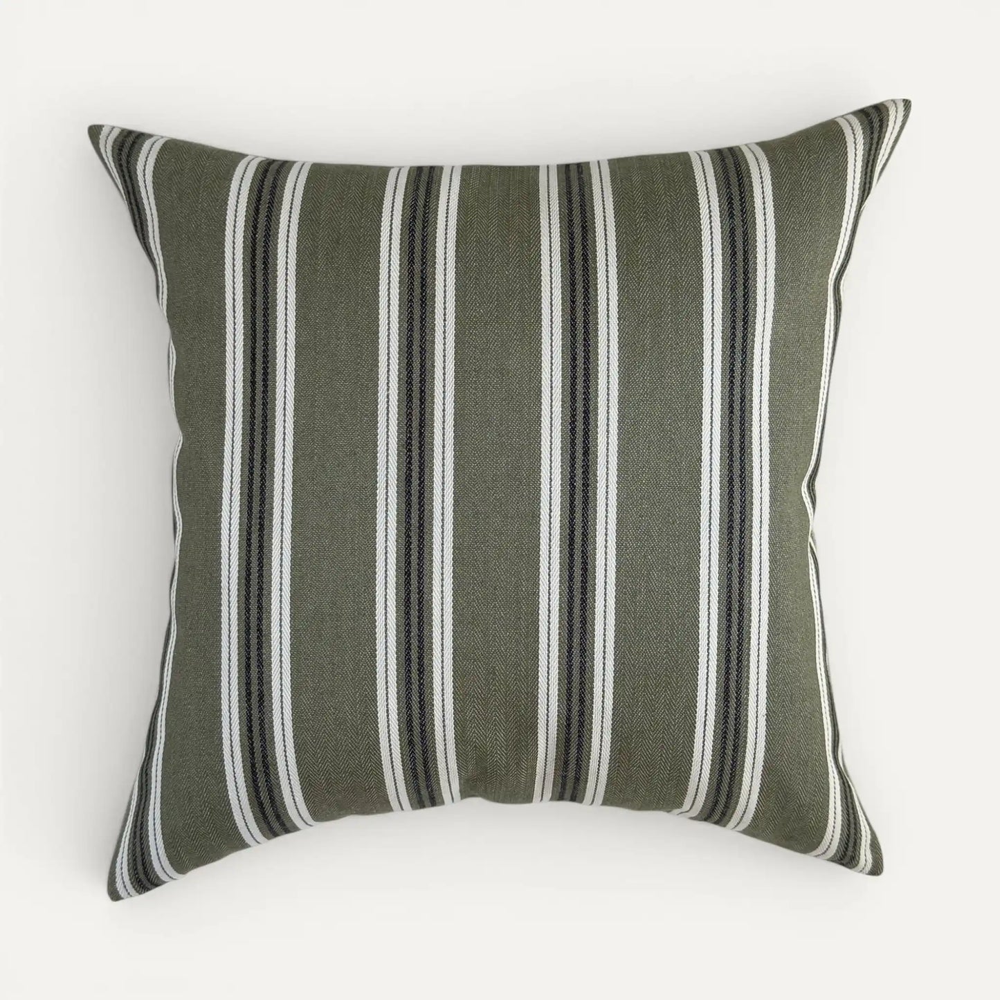 Olive green striped cushion cover