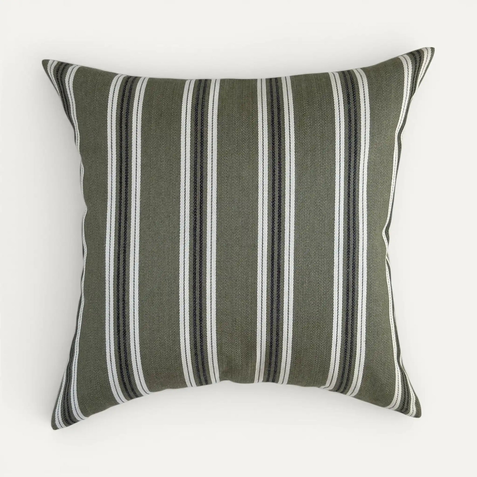 Olive green striped cushion cover