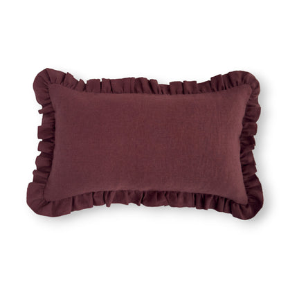 Mulberry purple cushion cover with a ruffle edge