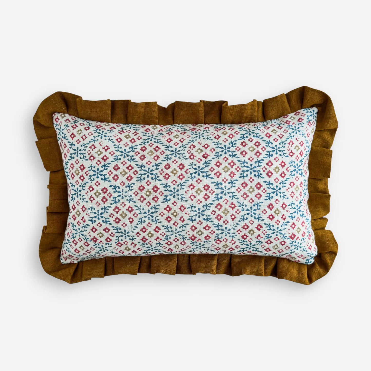 Playful Twist Floral Ruffle Cushion Cover