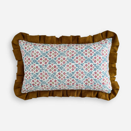 Playful Twist Floral Ruffle Cushion Cover