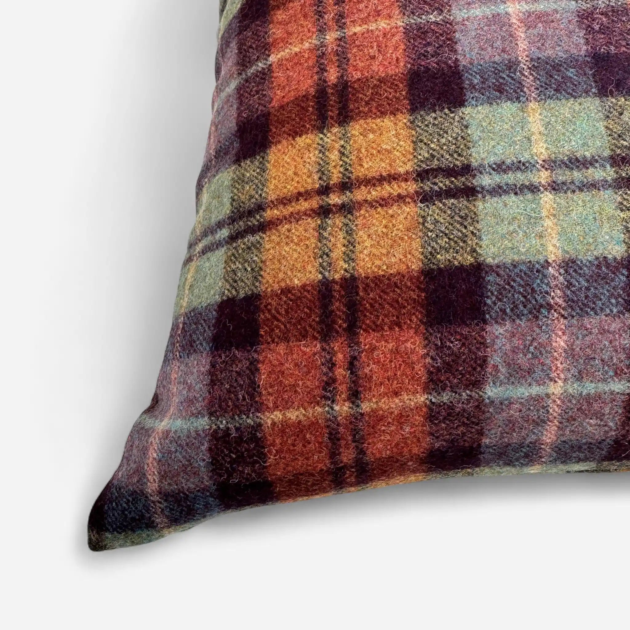 Wool check cushion cover