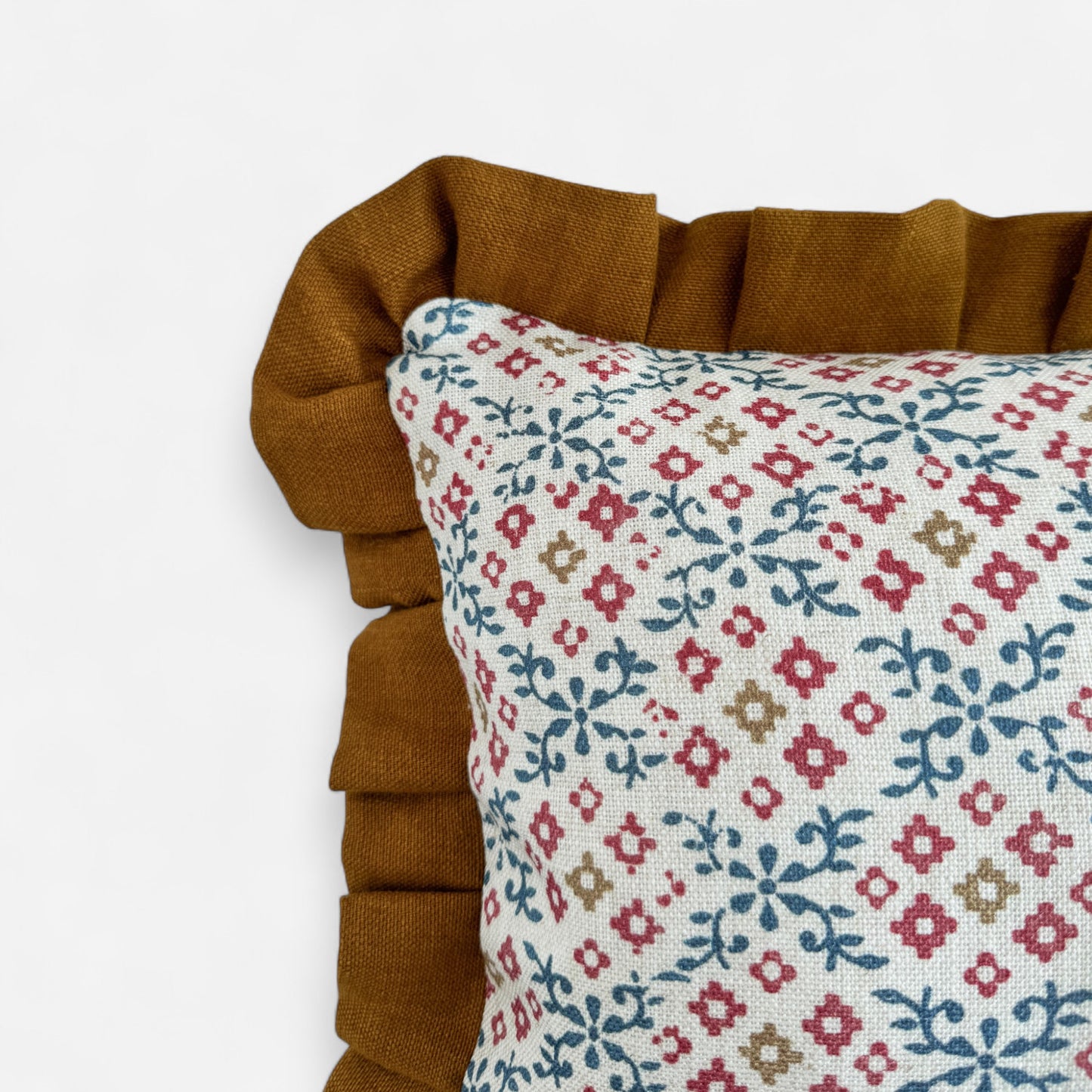 Playful Twist Floral Ruffle Cushion Cover