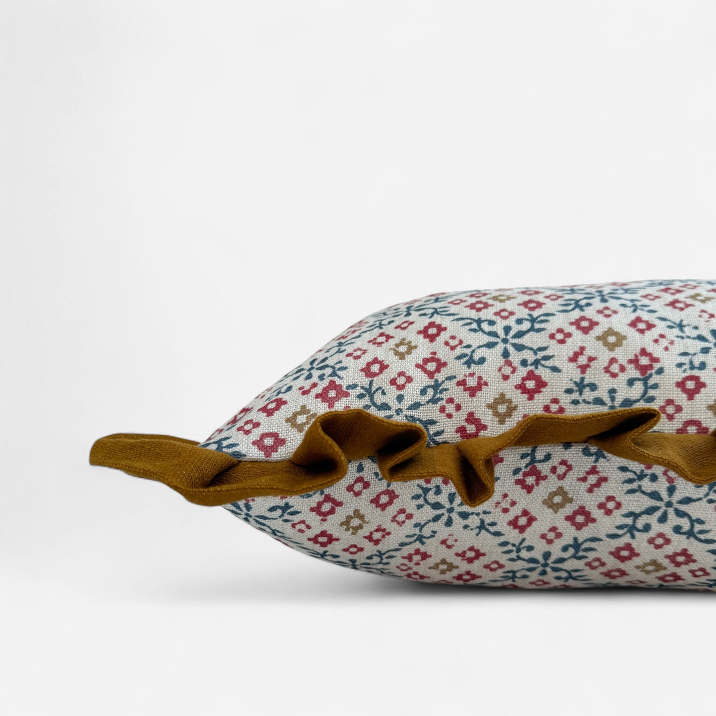 Playful Twist Floral Ruffle Cushion Cover