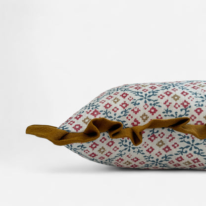 Playful Twist Floral Ruffle Cushion Cover