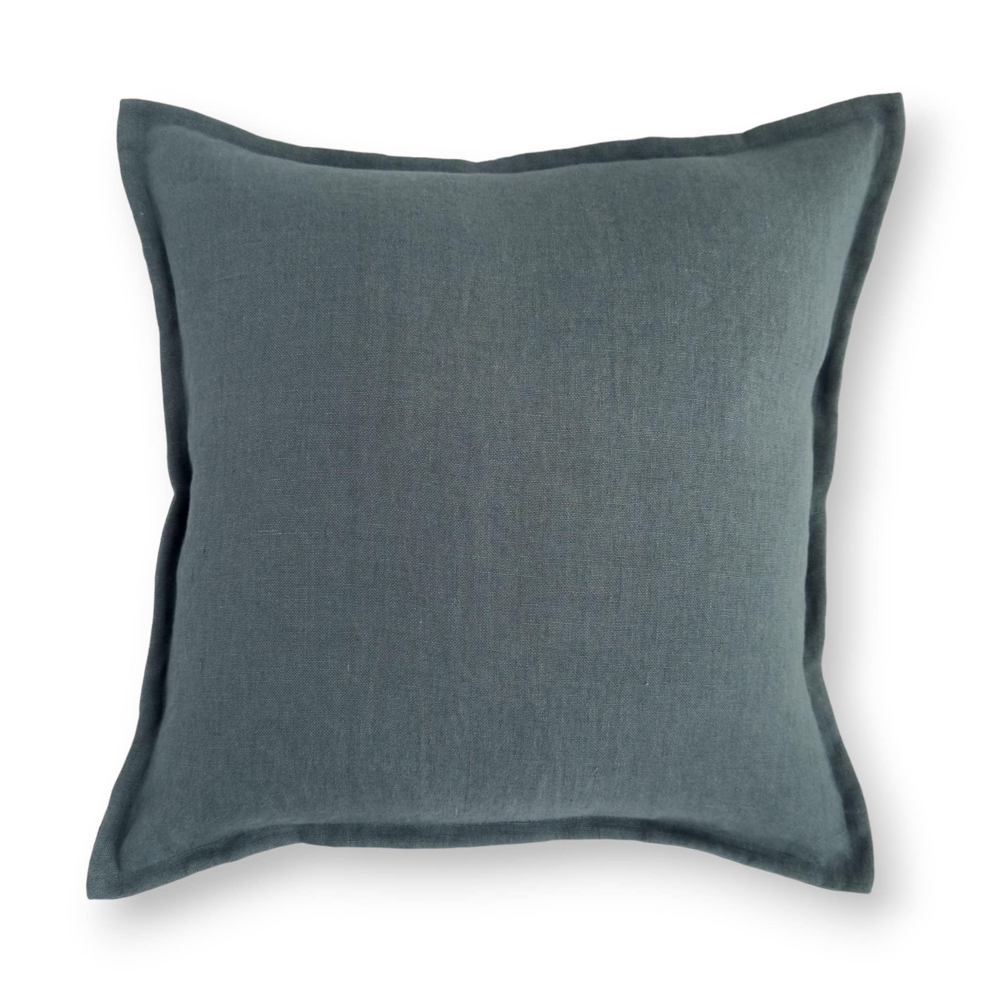 Teal blue linen cushion cover