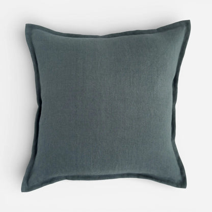 Teal blue linen cushion cover