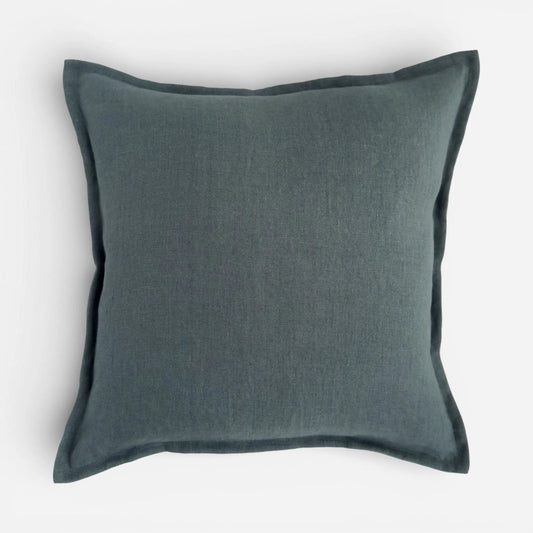 Teal blue linen cushion cover