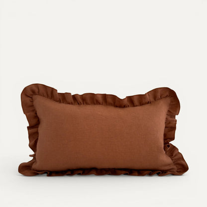 Terracotta orange ruffle cushion cover