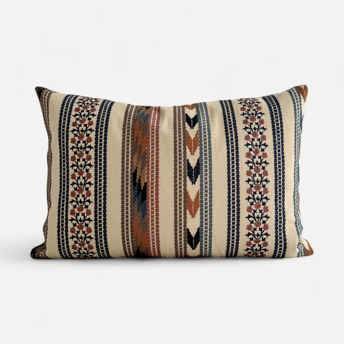 Atelier Embroidered Floral Stripe Cushion Cover