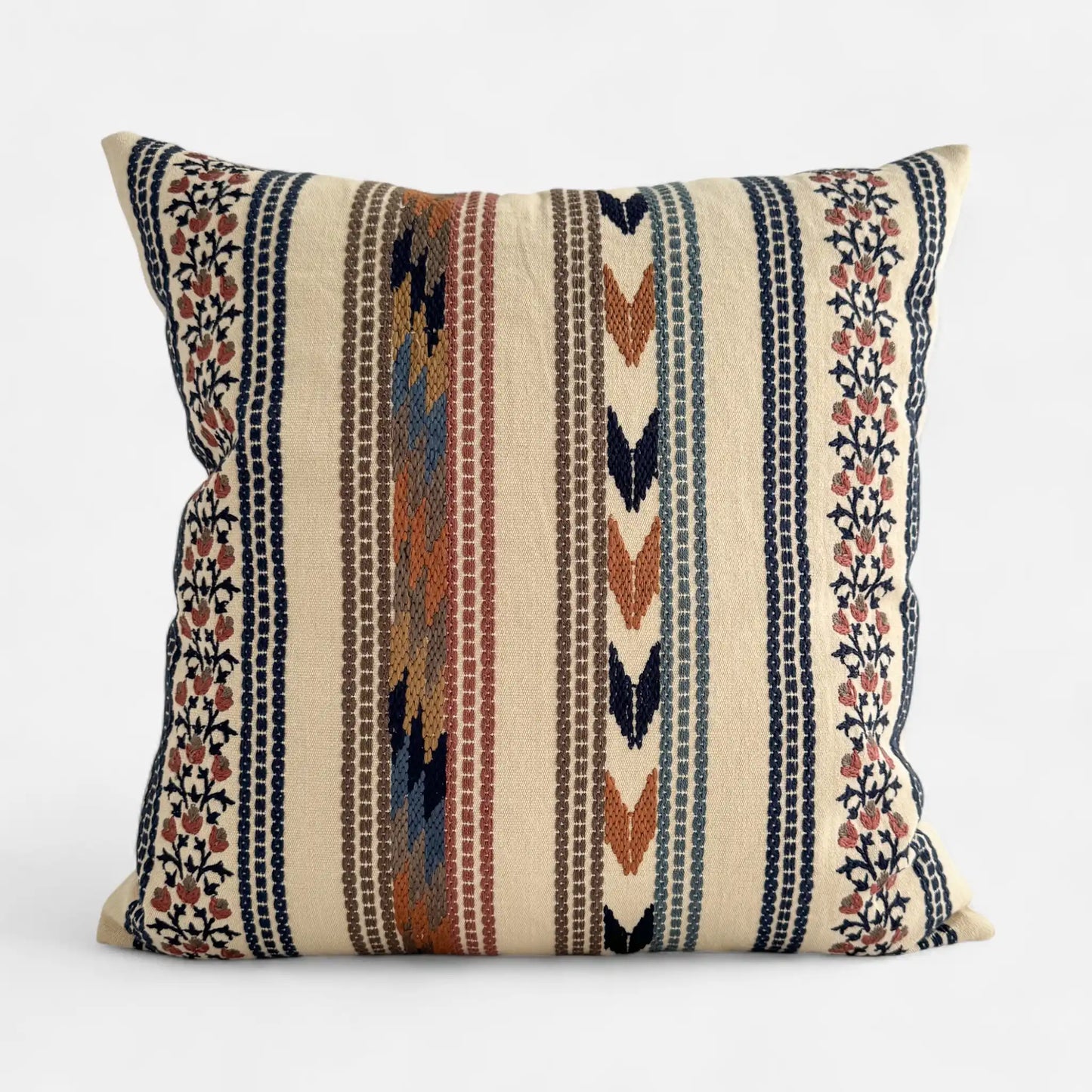 Atelier Embroidered Floral Stripe Cushion Cover